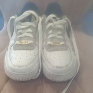 Kids White and Gray Nike Shoes